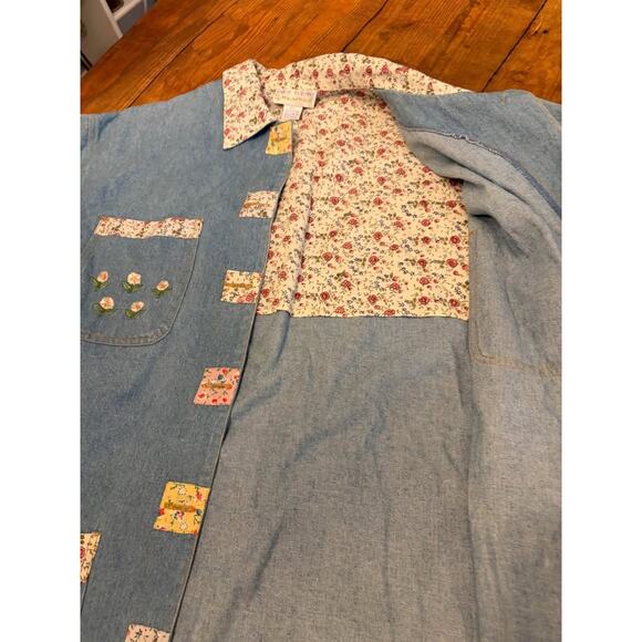 Sz M/L - Vintage 90s Denim & Embroidery Jacket - Picture 5 of 9